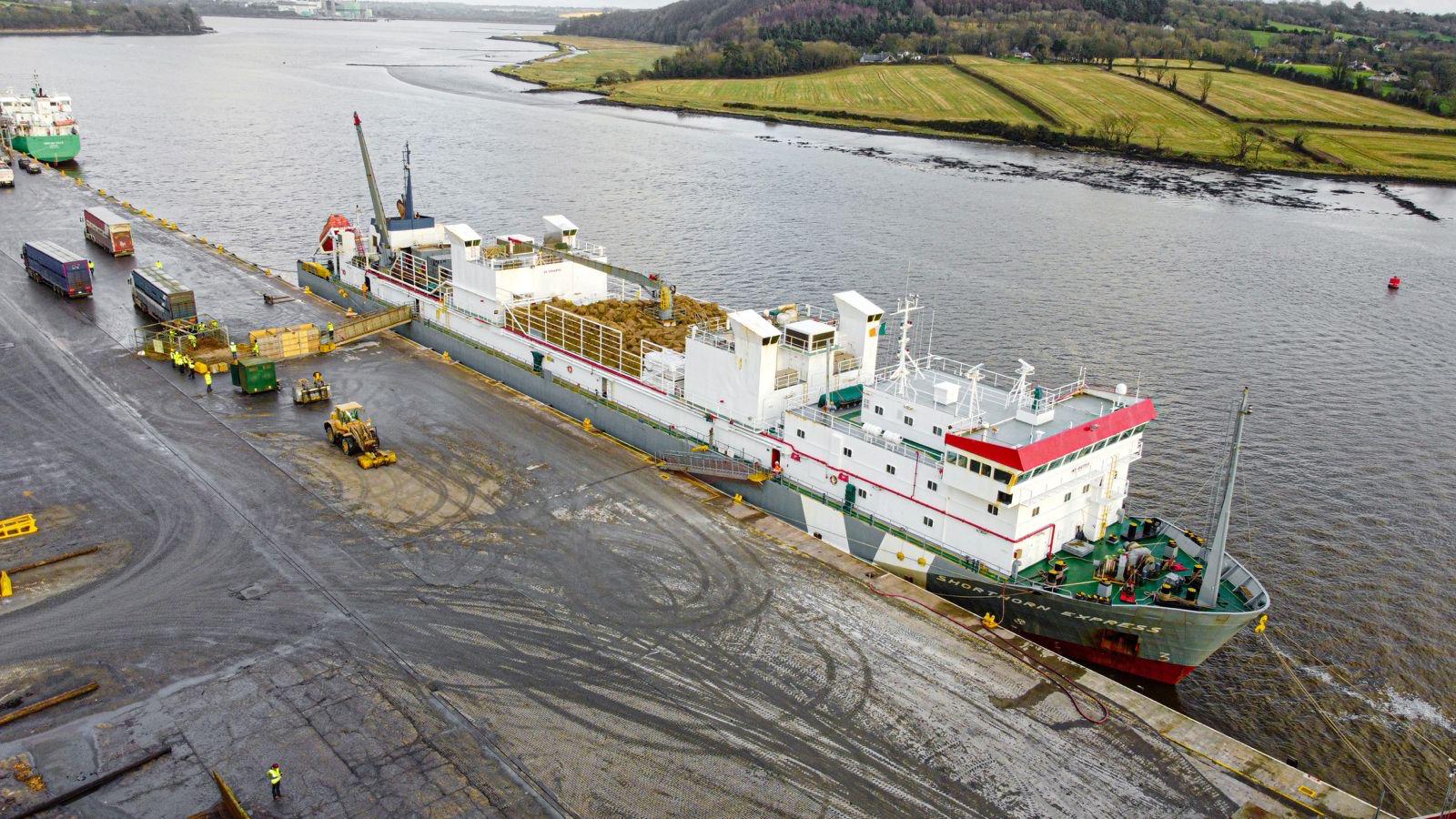 Cows.ie lorries loading up the shorthorn express at Belview port. Source: Cows.ie