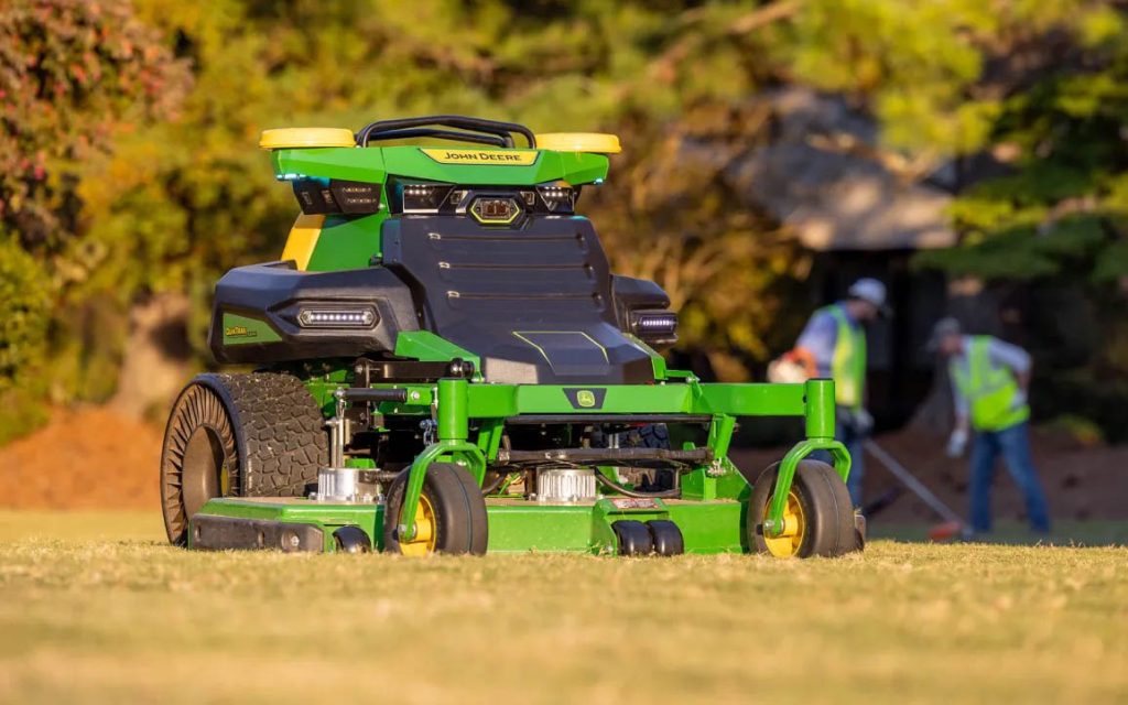 The Autonomous Battery Electric Mower shown by John Deere uses technology from the tractor range
