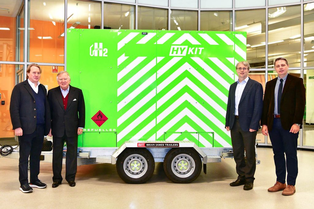 L-r: Jo Bamford; Anthony Bamford; Ben Madden (HYCAP); Neil Tierney (HyKit)