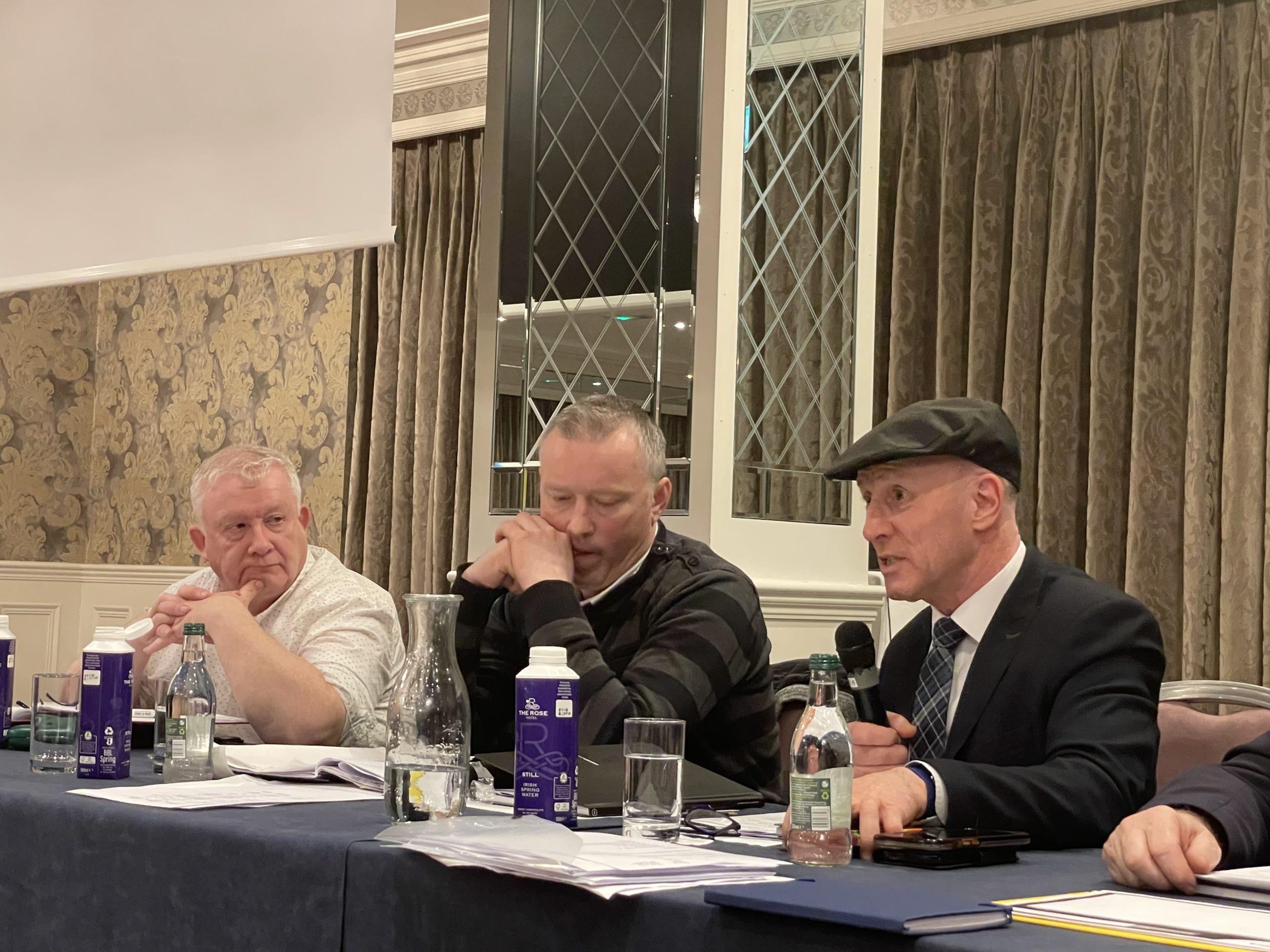 (L-R) Padraig Stapleton IFA Forestry Committee chair, Jason Fleming Kerry IFA chair and Minister Michael Healy-Rae at the Kerry IFA AGM