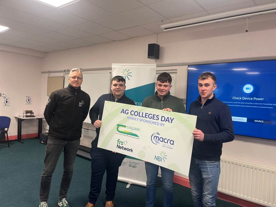 2025 winners of the NBI Farm Business and Technology Award: (L-R) Niall Beirne, Head of Corporate Communications at NBI, Steven Macklan, Adam Smith, and Conal Daly.