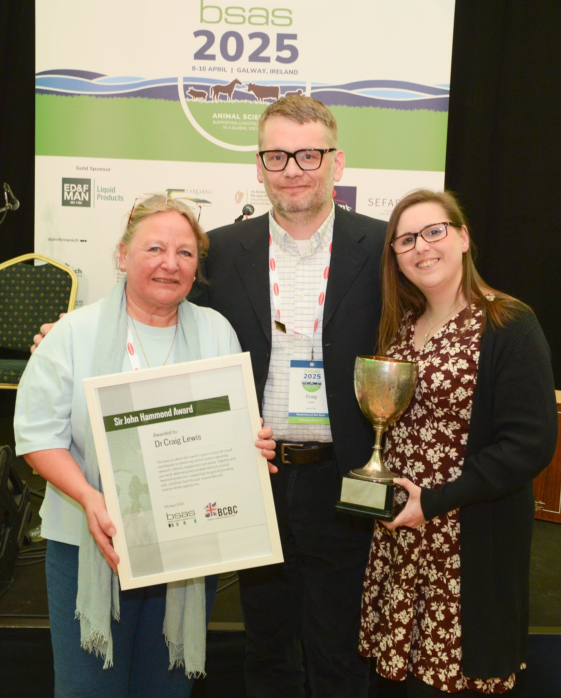 Dr Craig Lewis being presented with the Sir John Hammond Award