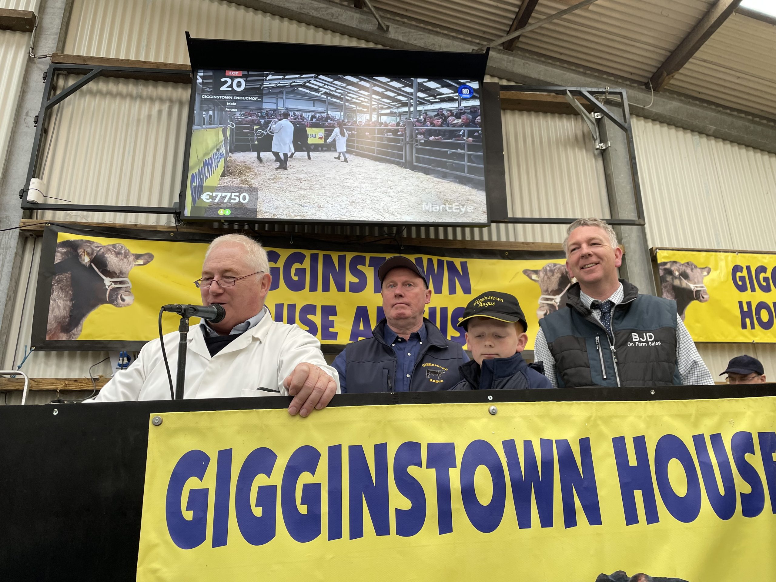 L-R: Tommy Harrisson, auctioneer; Joe O'Mahoney, farm manager, Philip Tevlin, clerk and John Tevlin Ballyjamesduff Mart manager