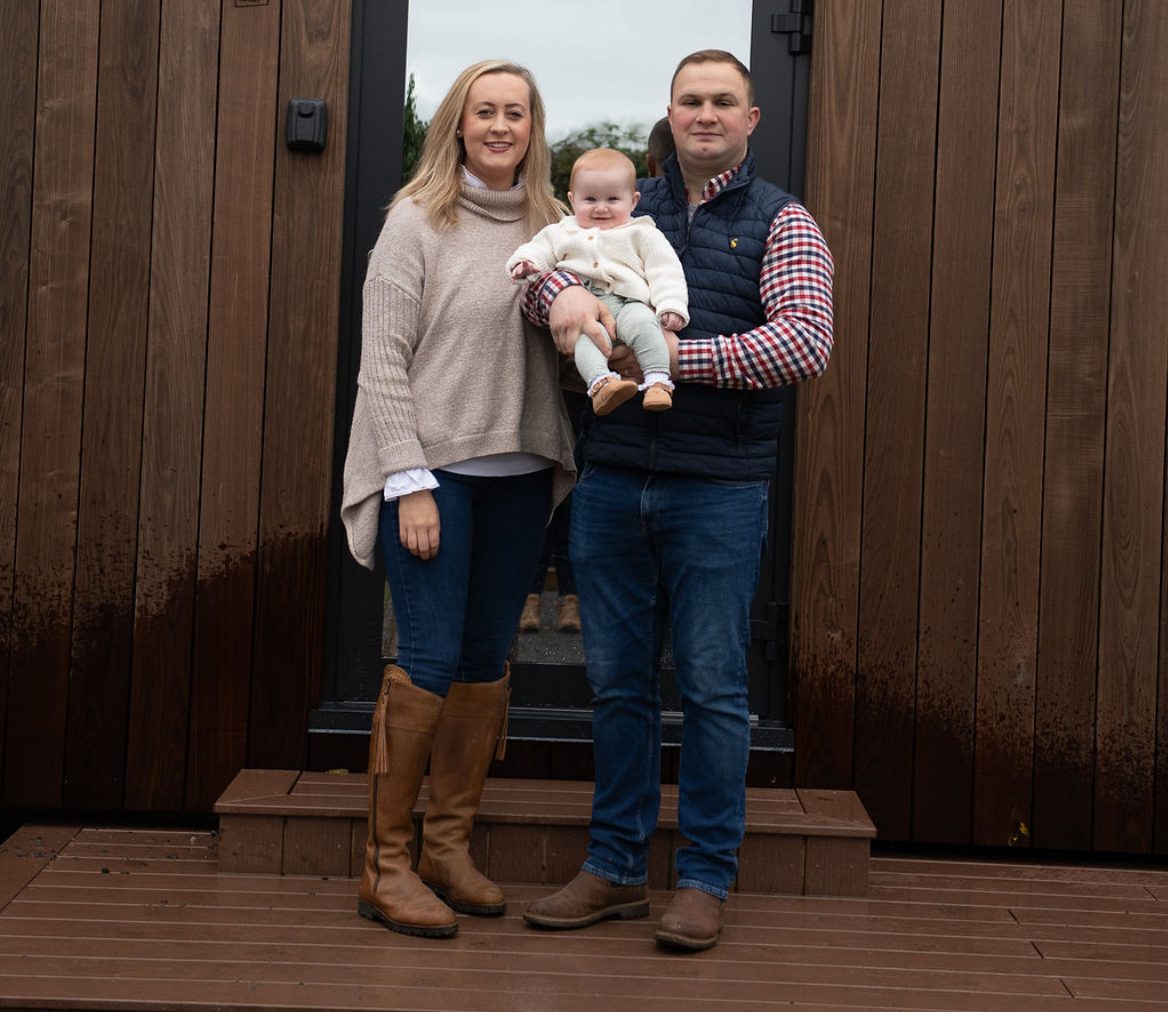 Chloe, Poppy and Andrew Patterson on Ballyginniff Farm