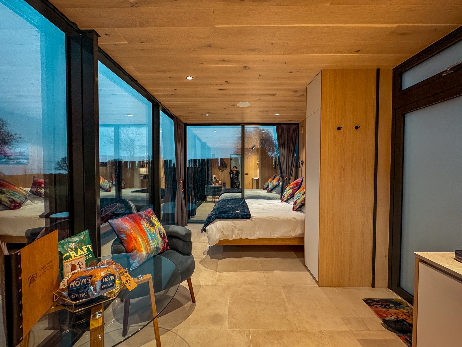 The interior of one of the mirror houses