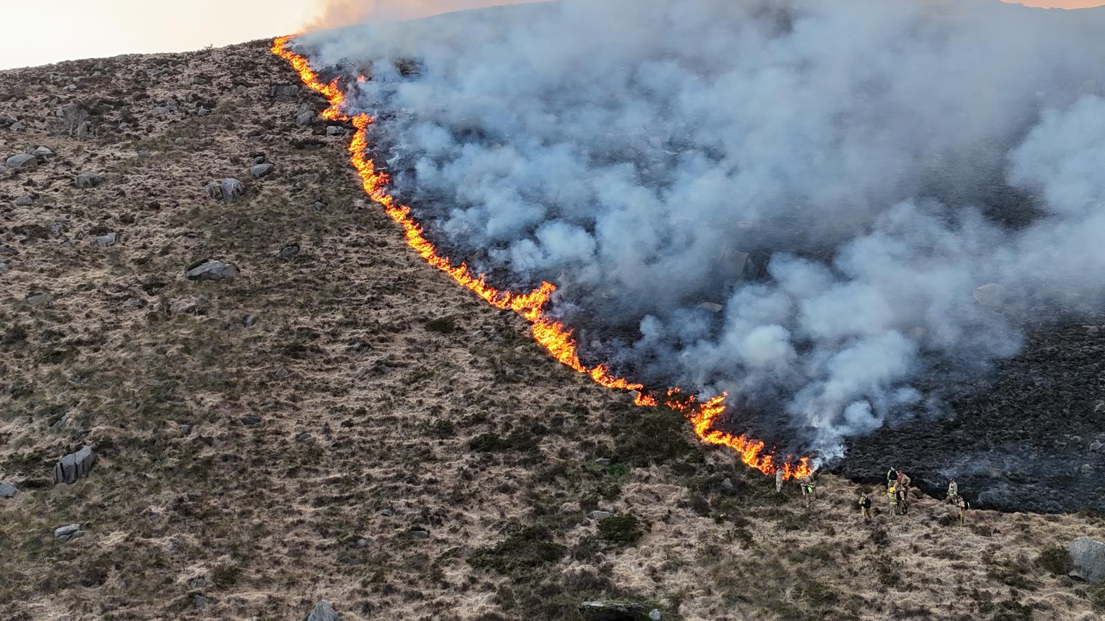 Fire burning on the Mourne Mountains. Source: NIFRS on X/Twitter