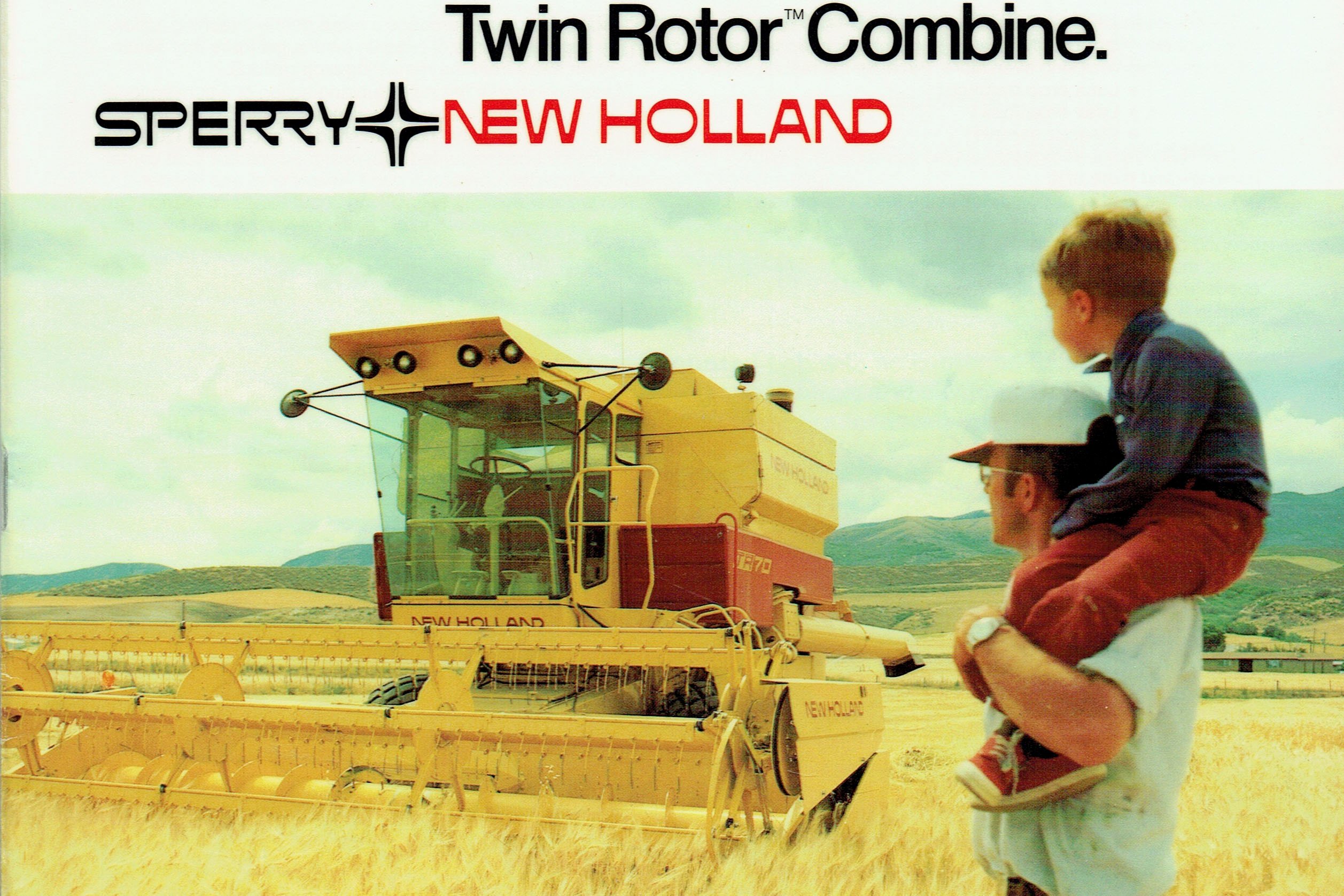 Twin rotors were promoted as taking farming into the future as illustrated by that old marketing favourite, the father and son motif.