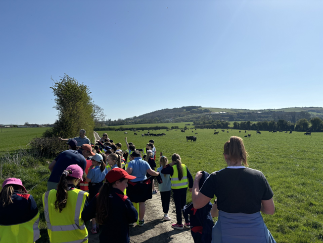 Students touring Michael Ryan's lands