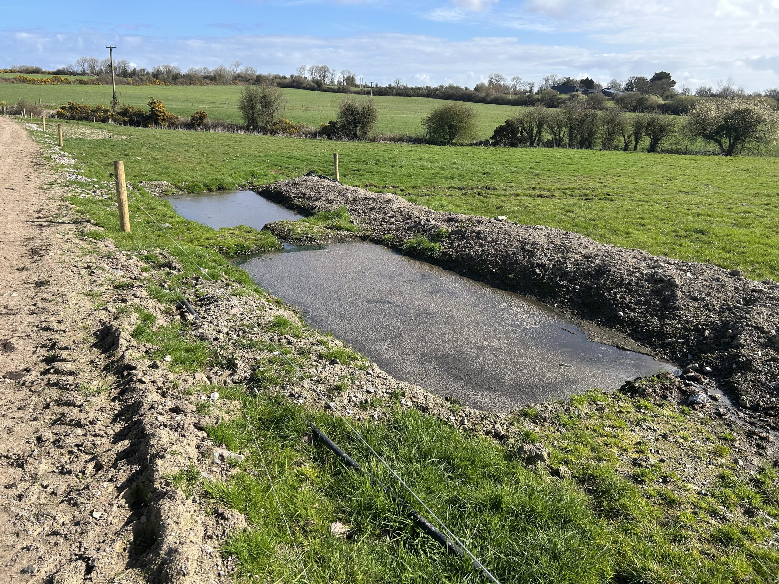 The bunded drain recently installed on the farm