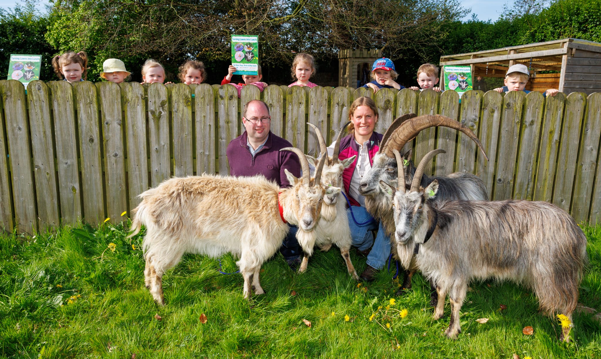 Shane Casey and Melissa Jeuken with the Old Irish Goats