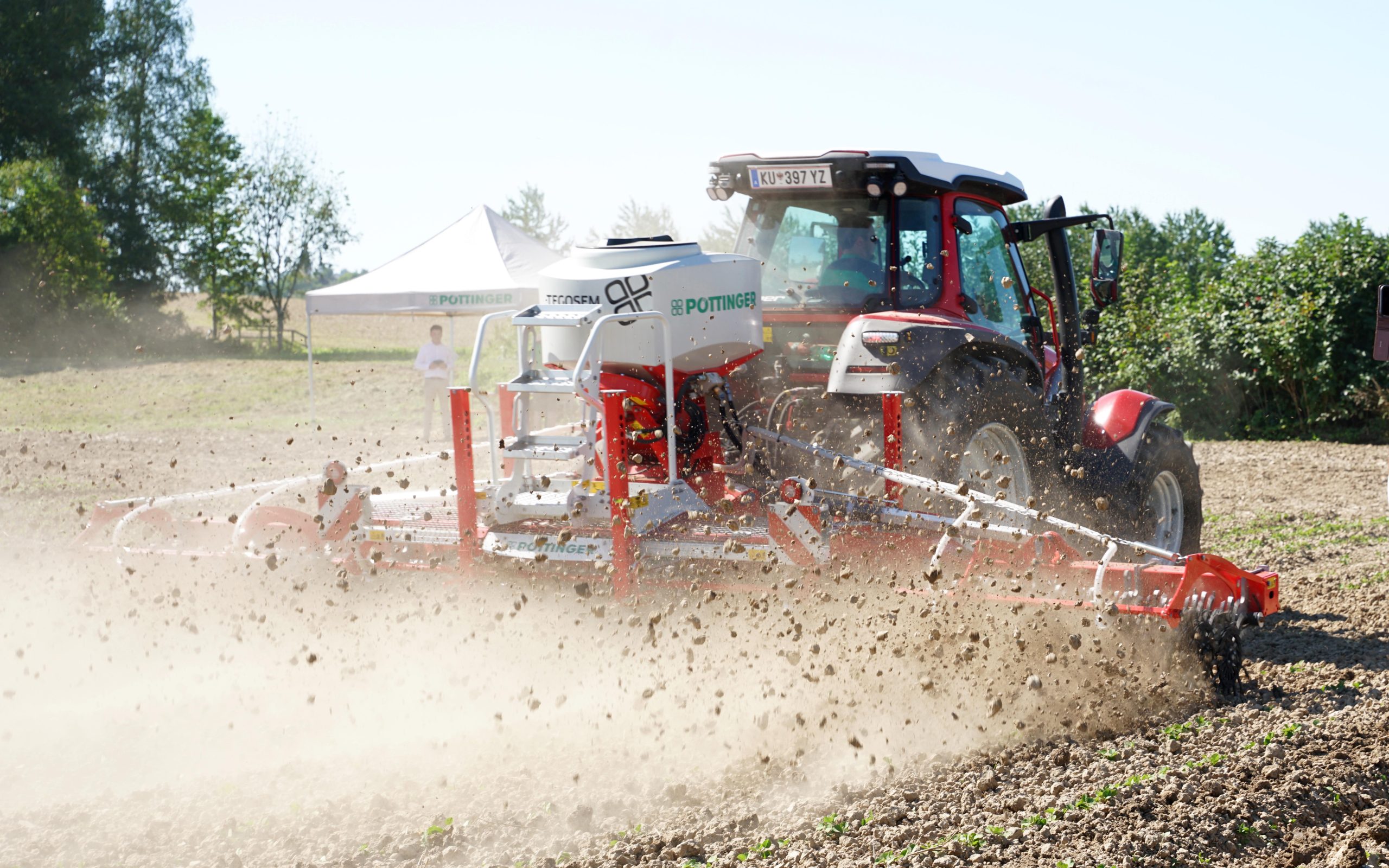 The Pottinger Rotocare is more often used to break the crust of continental fields than for weed control