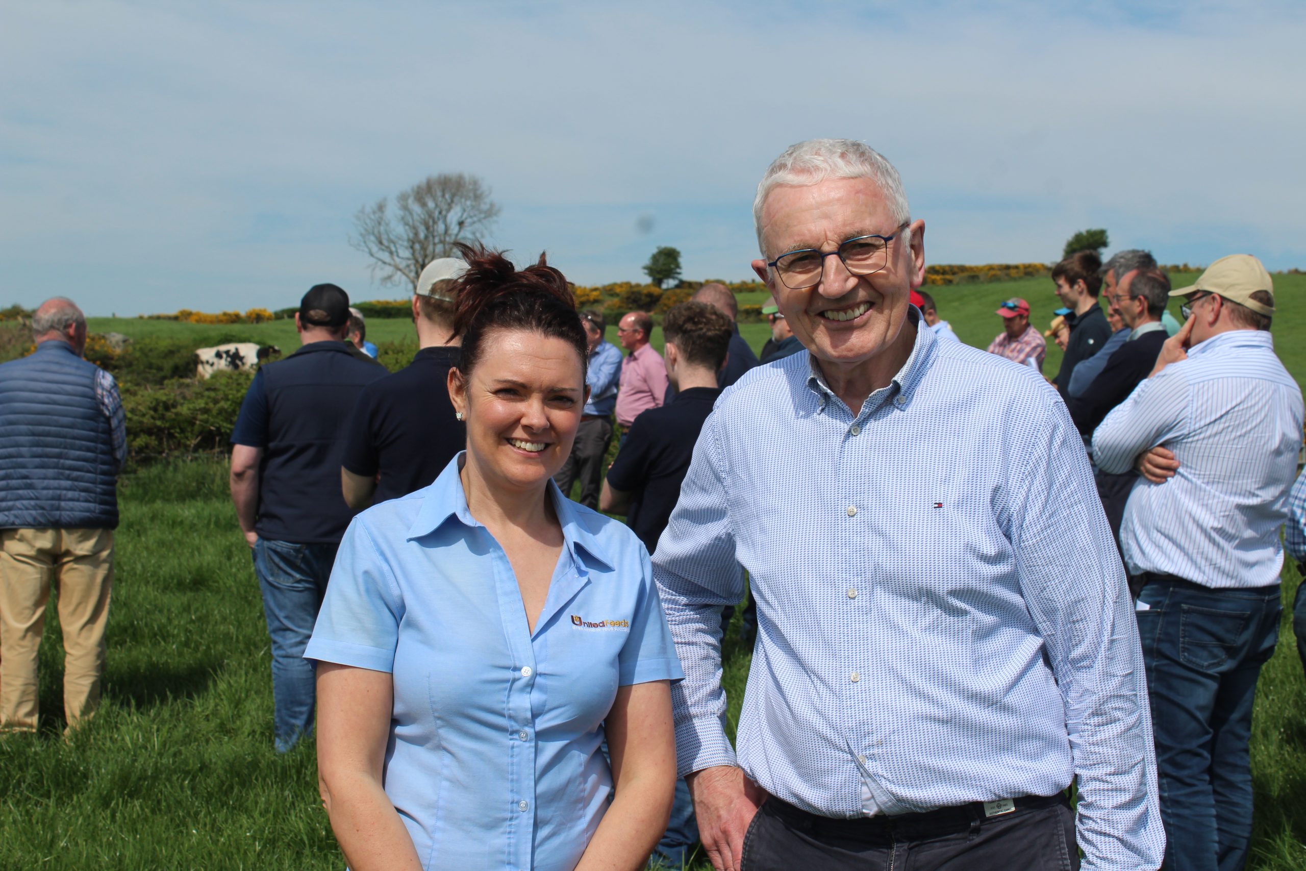 Enjoying their visit to the Co. Down dairy farm of Philip Truesdale: Chloe Kyle, United Feeds and Michael Drayne, Draynes Farms, Lisburn