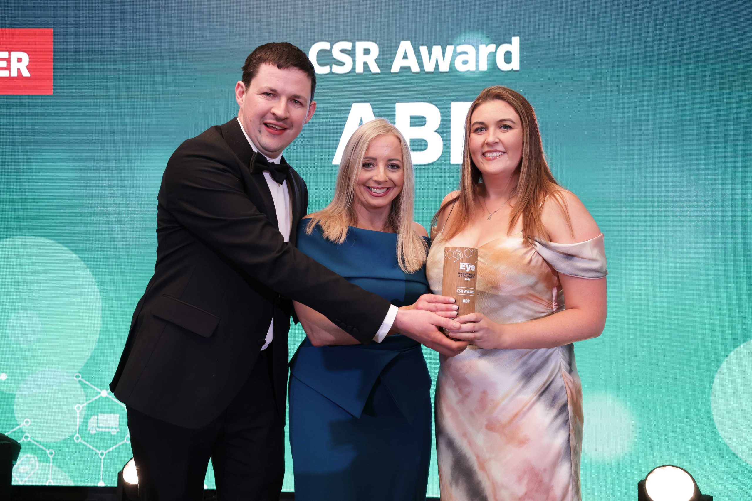 William Delaney, Certified Irish Angus with Ciara Donnelly Sustainability and ESG Awards manager and Aine Murray ABP