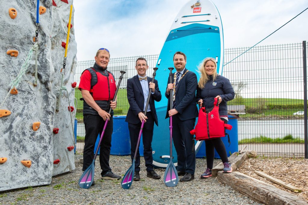 Minister Andrew Muir (2nd from left) with Rory Martin, Strangford Lough Activity Centre; Mayor of Ards and North Down Brough Council, Cllr. Alistair Cathcart and Christine Martin, Strangford Lough Activity Centre
