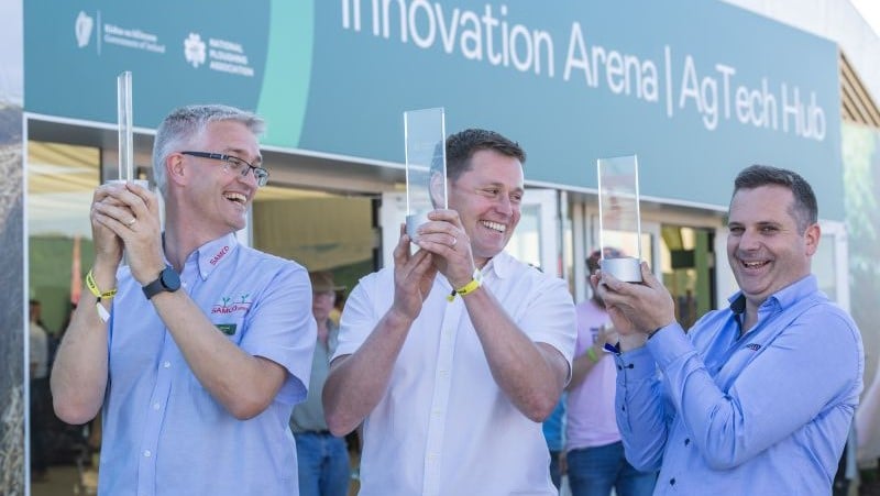 Pictured are the winners of last year's Innovation Arena Awards (l-r); Robert Shine from Samco Agricultural Manufacturing Ltd; Kieran Supple from Reap Interactive; Ronan Boyle from EASYFIX. Source:  Shane O'Neill, Coalesce.
