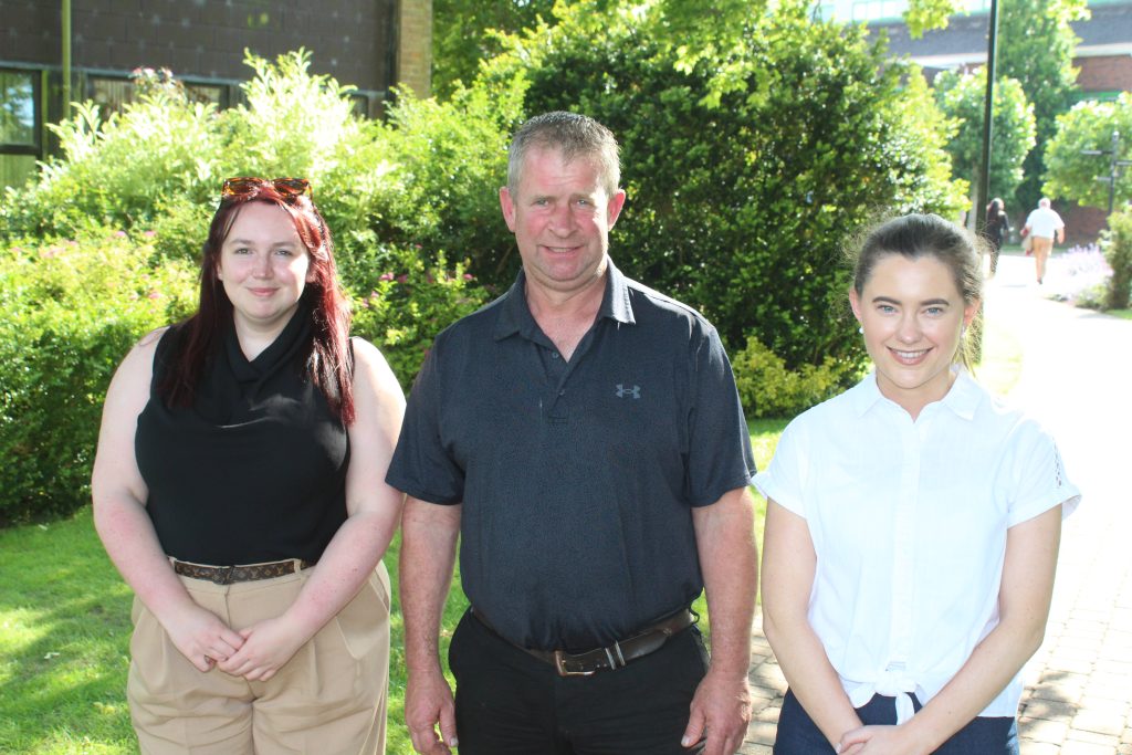Attending the NIIAS conference: (l-r) Kayleigh Ashton Meek, Ulster Farmers Union (UFU); Alan Paul, Holstein NI; and Kellie Rouse, UFU