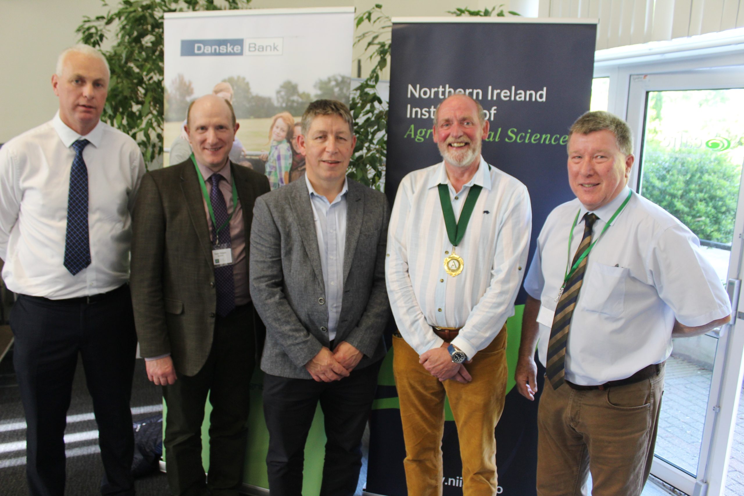 Attending the NIIAS annual conference. (L-R): David Rea, Dr. Sam Strain, Rodney Brown, Northern Bank, NIIAS chair Jim Freeburn and NIIAS president Ian McCluggage