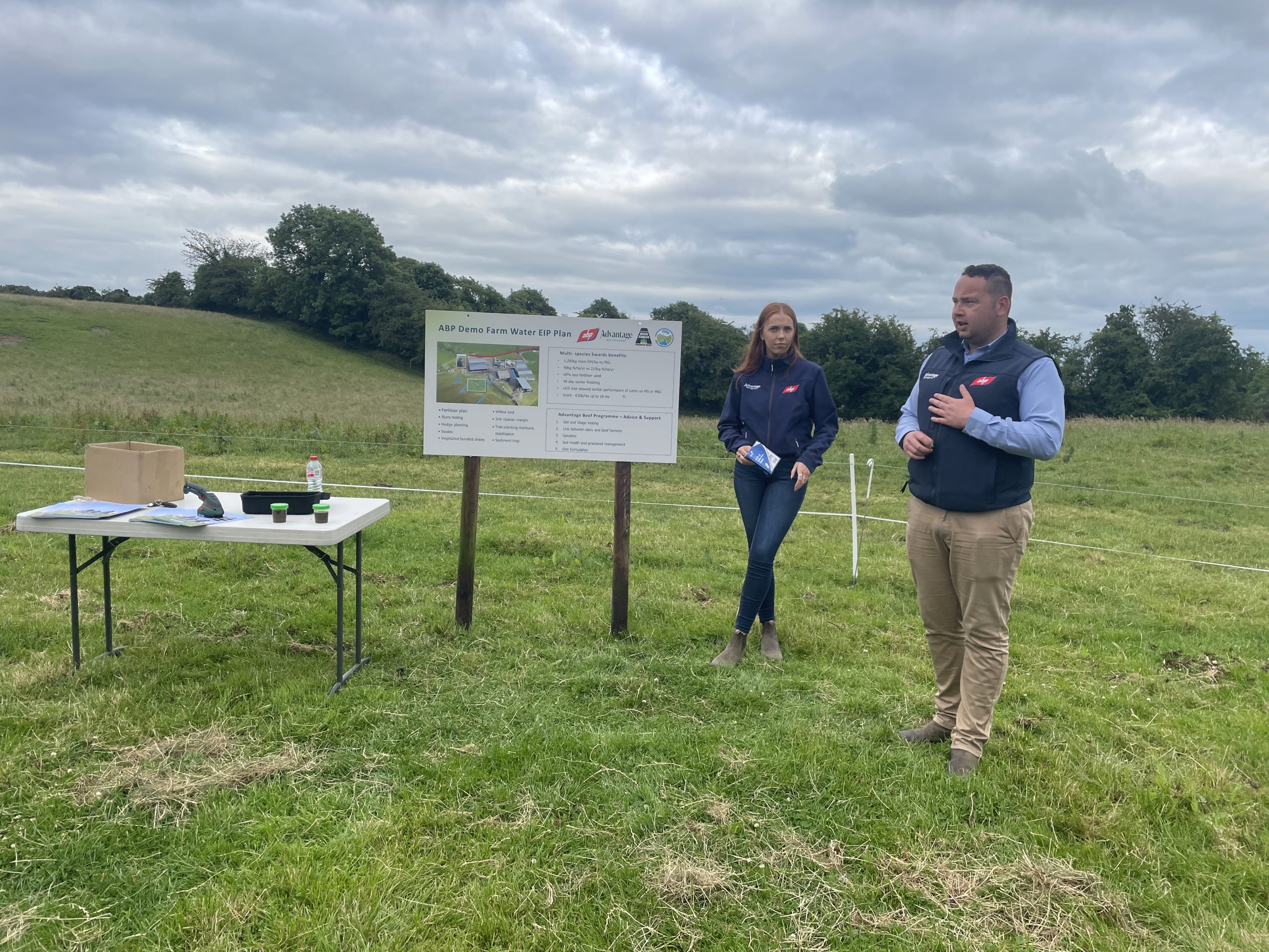 Jenny Cumiskey and Oisin Lynch from ABP detailing measures being undertaken on the ABP Demo Farm and ABP supplier farms through the initiative