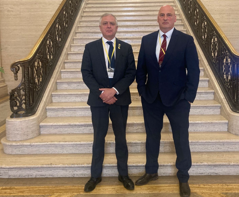 (L-R) UFU president William Irvine and UFU deputy president John McLenaghan at Stormont Source: UFU