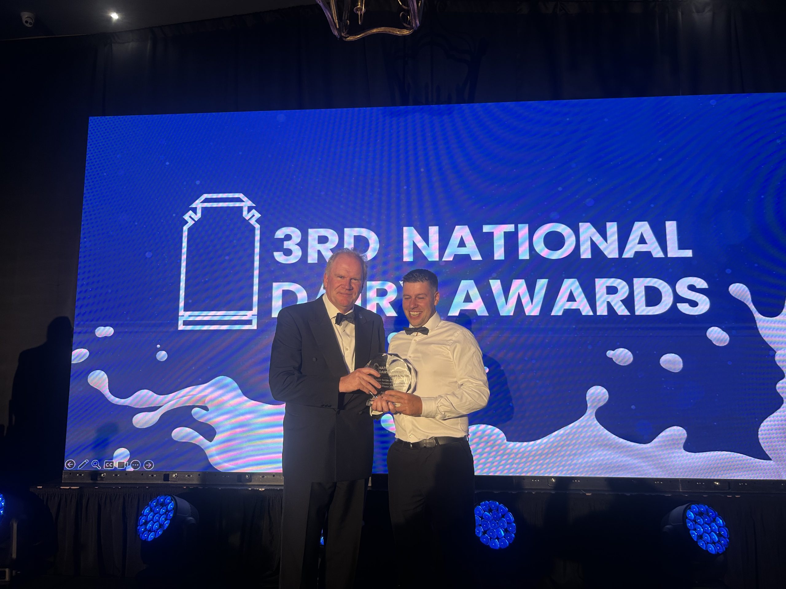Patrick Dunne presented with his Munster Bovine Animal Health Dairy Farm Manager of the Year