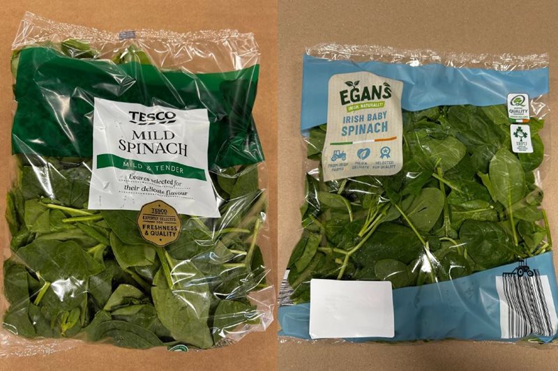 Tesco brand and Egan's brand spinach are also affected by the FSAI recall notice