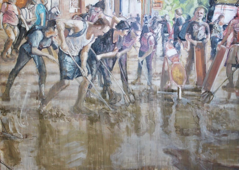 'Sweepers' oil on canvas.