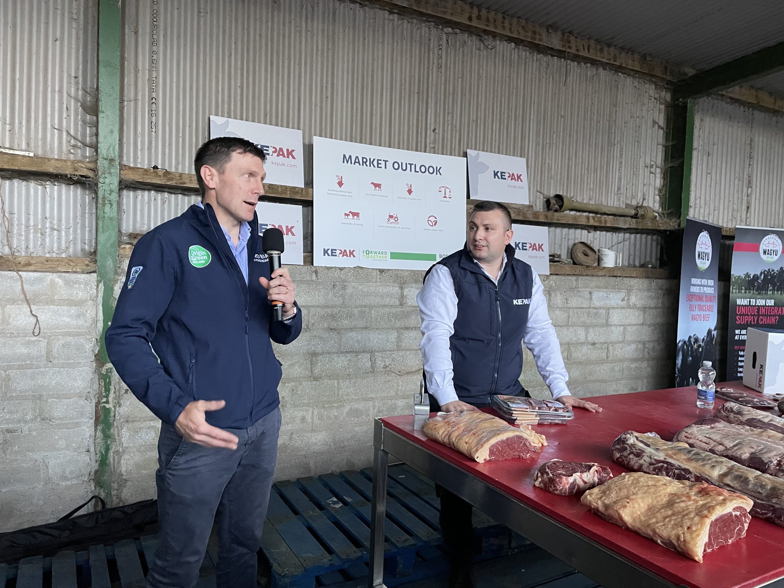 L-R: Bord Bia senior manager of meat and livestock, Joe Burke and Kepak commercial sales director Chris Watson delivered an interesting presentation on beef markets and carcass specifications