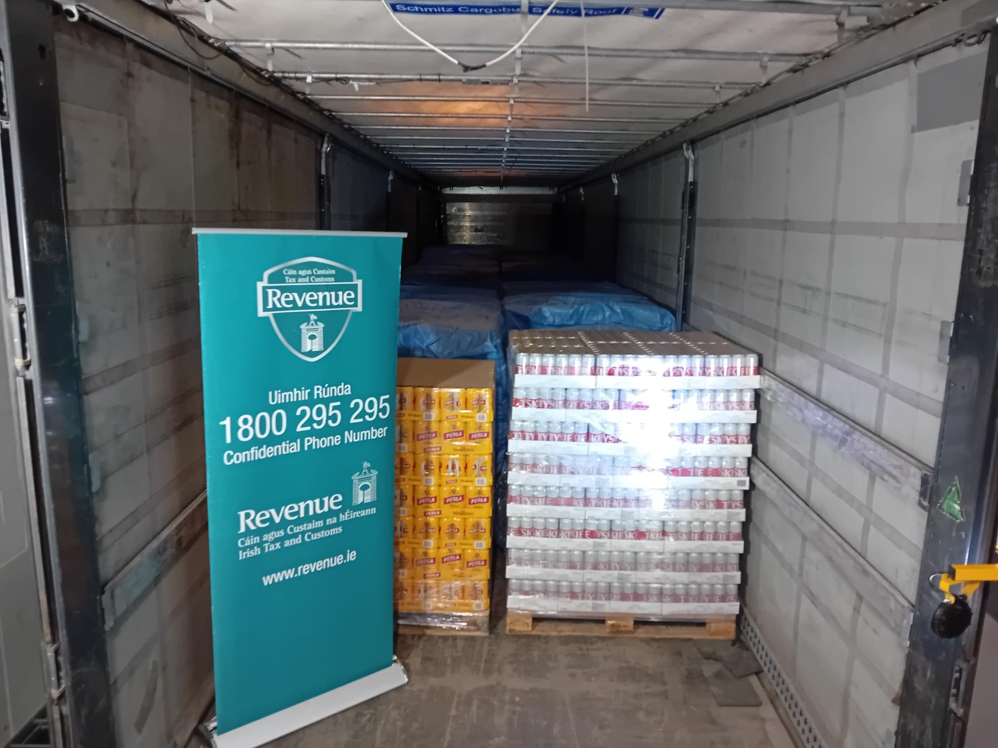 Beer seized from Rosslare Europort. Source: Revenue