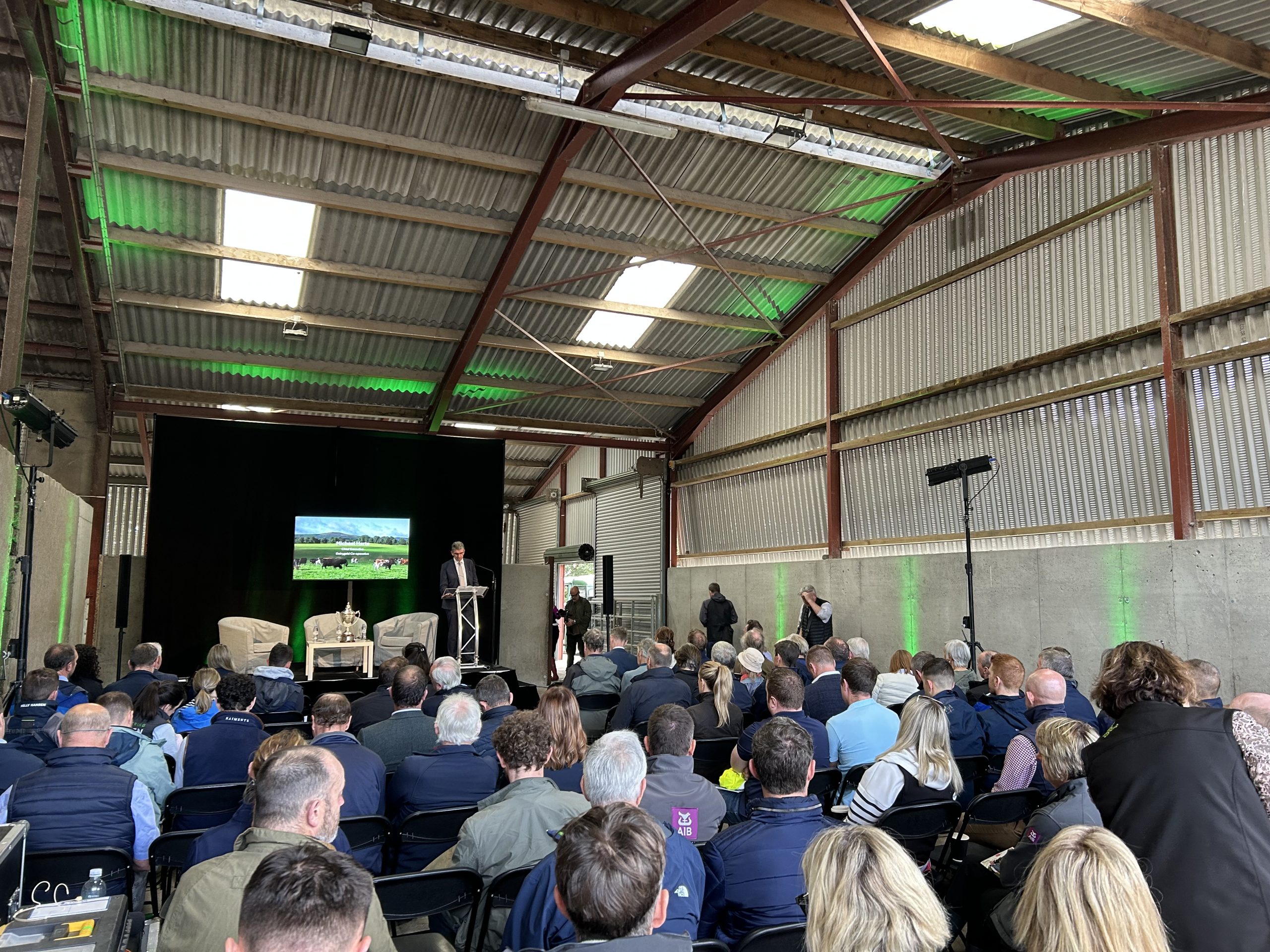 Dairygold chief executive, Michael Harte, welcoming visitors to the farm walk