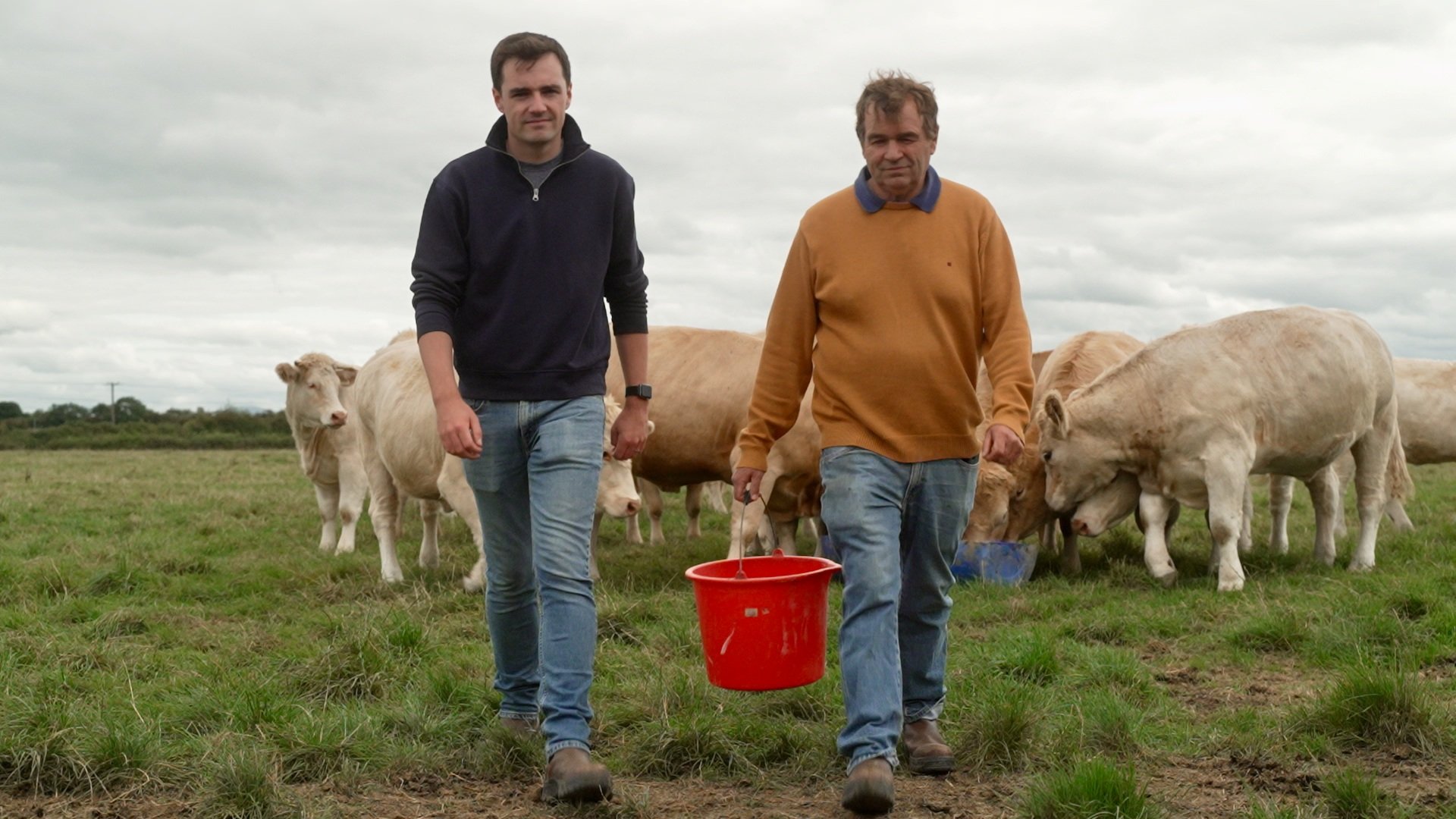 David with his father Micheal on the Kelly's farm