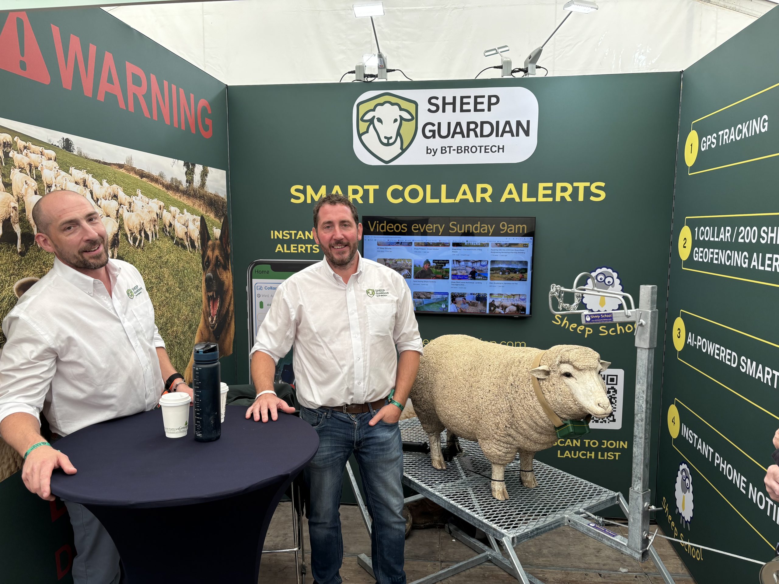 Robert and David Beattie showcasing their sheep smart collars at Ploughing 2025