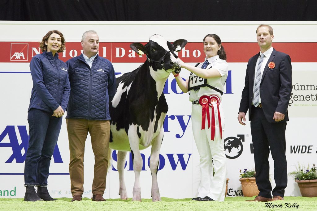 (L-R): Maura Langan &amp; Michael O’ Connor, Norbrook (sponsor), (1st) Dalevalley Lambda Aiko 2255 exhibited by Enda Doran, Ballinasloe, Co. Roscommon, Mary Conroy (handler), Cord Hormann (Judge). Source: Maria Kelly