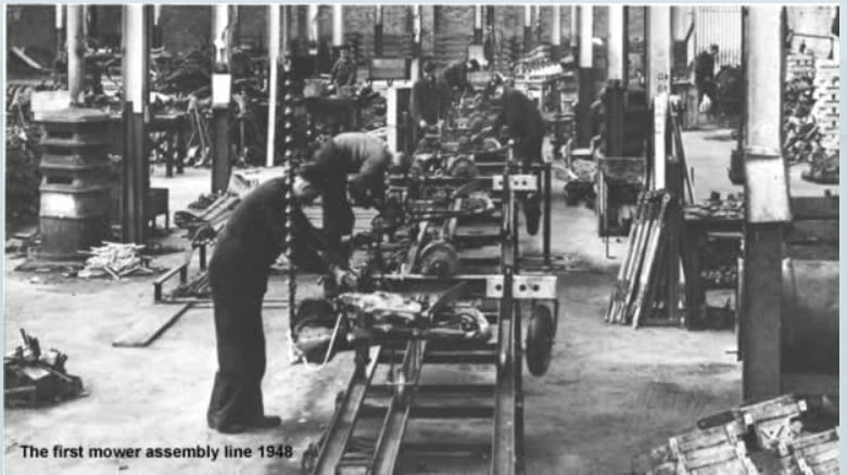 Bamford's mower assembly line in 1948. Source: Bamfords Engine Group
