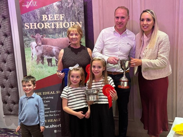 Champion Small Herd Winners – the Gott family pictured with judge Amelda Middleton Leonard