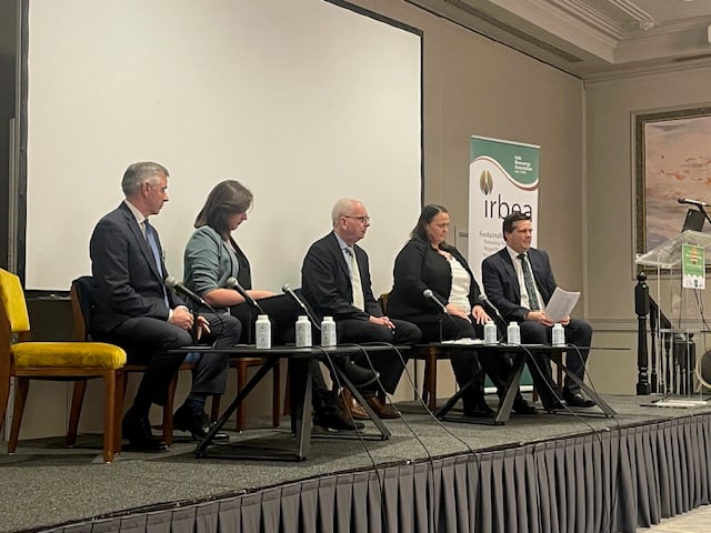 The biomethane panel included: (l-r) Ian Marshall, head of business development and policy within the Centre for Advanced Sustainable Energy (CASE) at Queen's University Belfast; Niamh Guihen, assistant principal officer for the Department of Transport; Declan Murray, CEO of Biocore Environmental; Bernie Guinan, director of circular economy and environment at Fehily Timoney &amp; Co.; and IrBEA CEO Seán Finan.