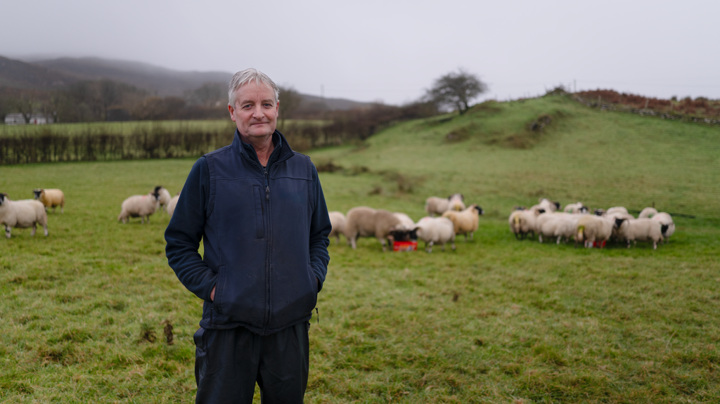 Sheep farmer Gerard Breslin on his Co. Donegal farm. Source: Caltech Crystalyx