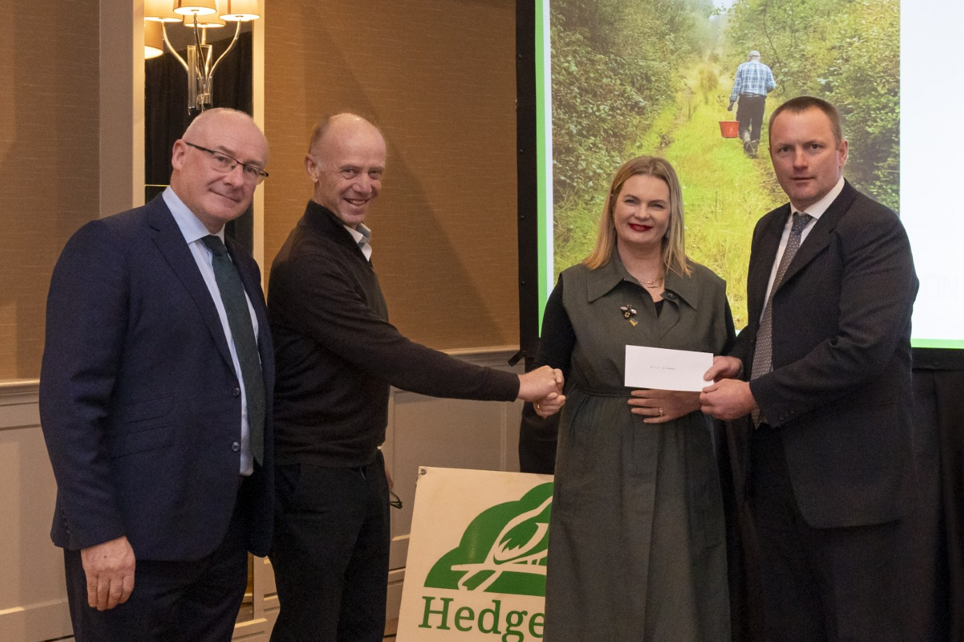 Pictured at the ICMSA AGM in 2024: Brendan Gleeson, former secretary general, DAFM; Alan Moore of Hedgerows Ireland; Eilis Gleeson, winner of hedgerow photography competition senior category; and ICMSA president, Denis Drennan.