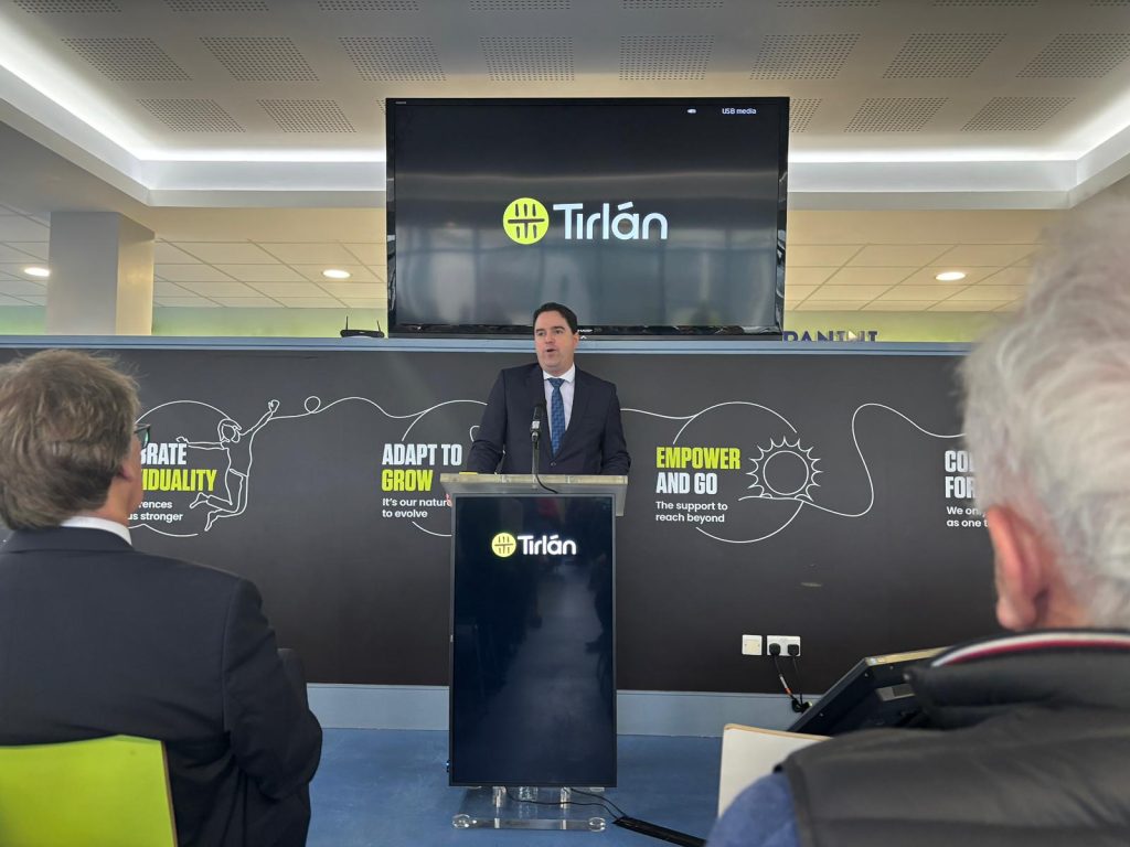 Minister for Agriculture, Food and the Marine, Martin Heydon at the Tirlán investment announcement at Ballyragget today