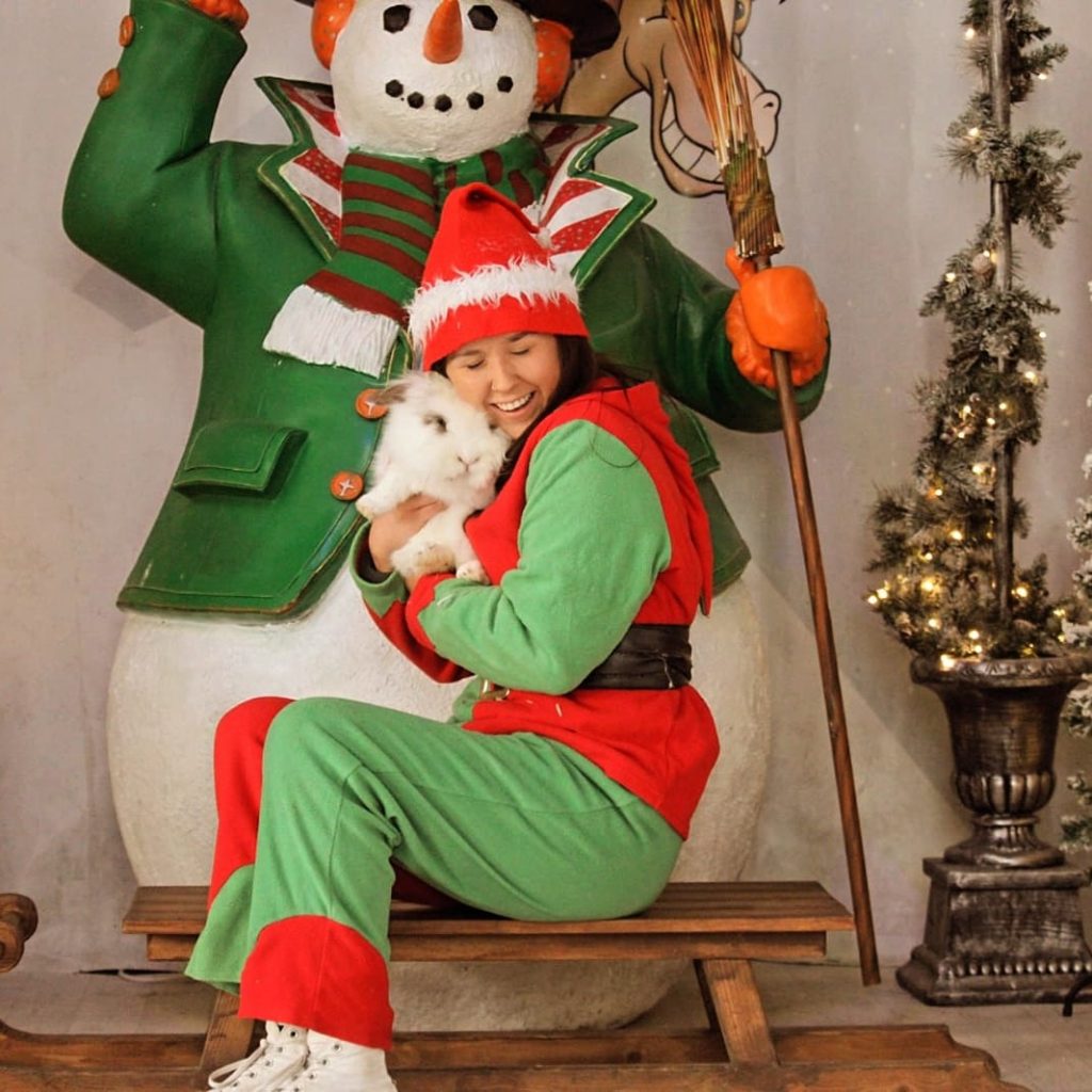 Caoimhe the elf with a bunny. Source: Kia Ora