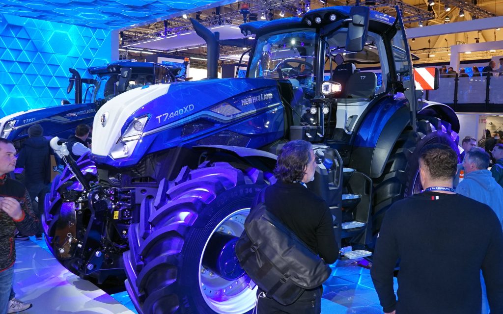 New Holland decided that blue lighting was best for showing off for blue tractors at Agritechnica