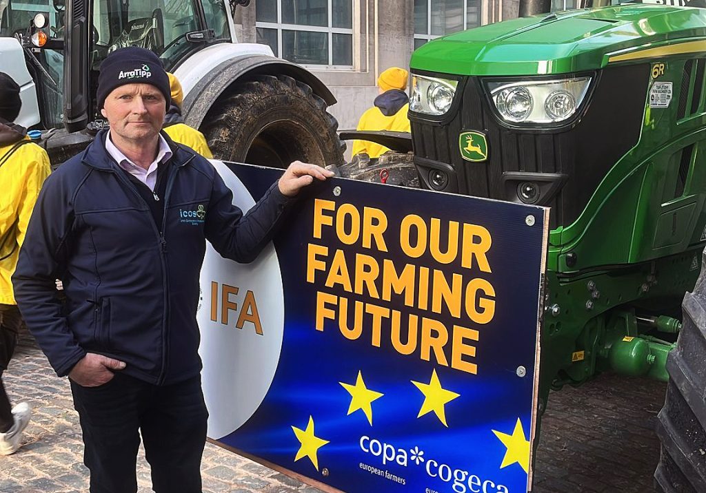 ICOS President Edward Carr at the farmers' protest in Brussels today. Source: Patrick O'Reilly
