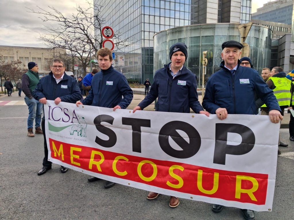 Representatives from ICSA protesting in Brussels today alongside thousands of farmers from across Europe