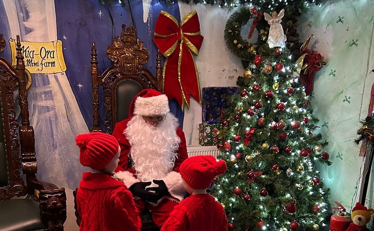 Santa and guests at Kia Ora Mini Farm. Source: Kia Ora
