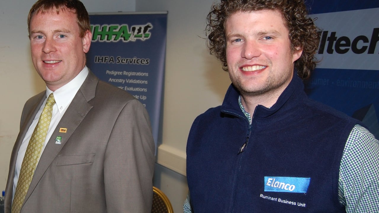 Elanco veterinarian Francis Cosgrave (right) with Alltech's John Lawlor at last weekend's Emerald Expo 