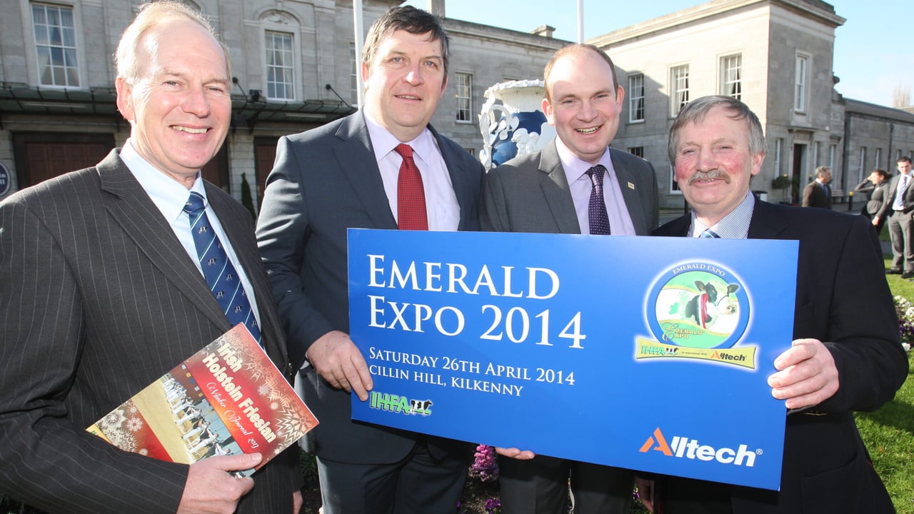 Attending the launch of this year's Emerald Expo: Charlie Gallagher, IHFA; Tim O'Leary, Deputy President IFA; Cathal McCormack, Alltech and Richard Whelan, IHFA