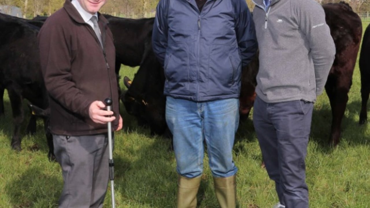 Dr Norman Weatherup, Stephen Clyde (Assistant Farm Manager) and Albert Johnston (Senior Beef Technologist) assessing sward covers at Greenmount’s Abbey Farm