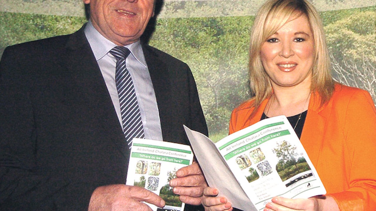 Ministers Tom Hayes and Michelle O'Neill at the conference in Dundalk.