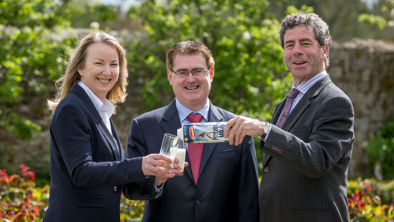 Pictured from left Siobhan Talbot, Glanbia Group Managing Director; Mark Garvey, Group Finance Director and Liam Herlihy, Group Chairman.
