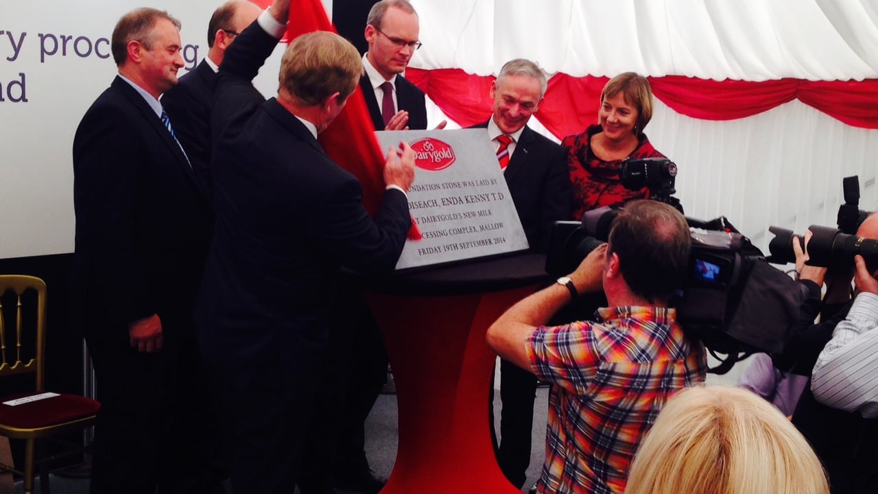 An Taoiseach Enda Kenny and Minster for Agriculture Simon Coveney at the recent Dairygold recent expansion.