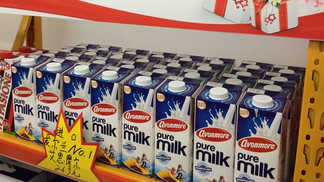 Avonmore UHT milk selling for €3.50/L in China